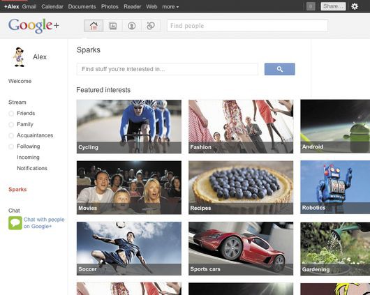 КРУГИ — ЭТО ЯДРО GOOGLE+, но ими одними дело не ограничивается. Все лучшее из того, что есть в сервисах Google и социальных сетях, объединяют в себе Sparks (Искры). Это простой способ поиска и обмена контентом, который интересен вам и может заинтересовать тех, кто внесен в ваши круги 