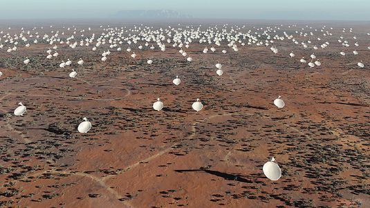 РАСПРЕДЕЛЕННАЯ СИСТЕМА параболических антенн позволит тщательно следить за источниками радиоволн в космосе Иллюстрация: SPDO 