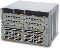 МОДУЛЬНЫЙ КОММУТАТОР SwitchBlade x8112, высота шасси которого составляет 7U, содержит до 60 портов Gigabit Ethernet и обладает пропускной способностью 1,92 Тбит/с Источник: Allied Telesis 