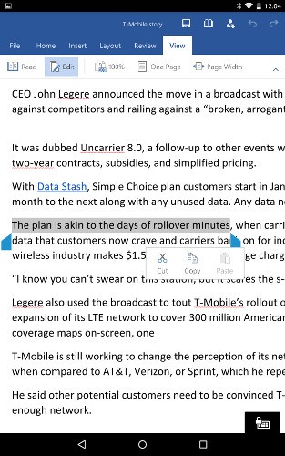 Office для Android: Подогнанный и доступный