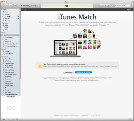 Годовая подписка на iTunes Match оформляется через  iTunes