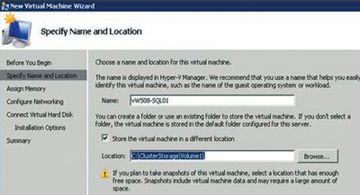 Создание VM в хранилище общих томов кластера