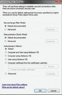 Конфигурирование настроек IPsec