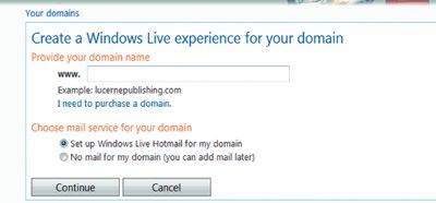 Экран 3. Выбор домена в службе Hotmail