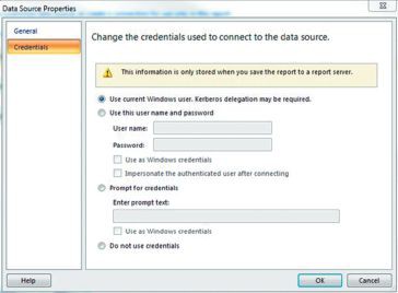 Экран 5. Указание учетных данных для подключения к?источнику данных