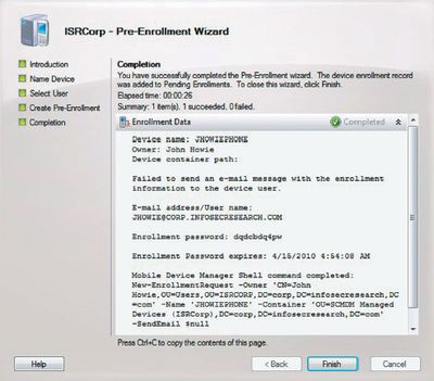 Экран 3. Завершенная заявка на предварительную регистрацию в мастере Pre-Enrollment Wizard