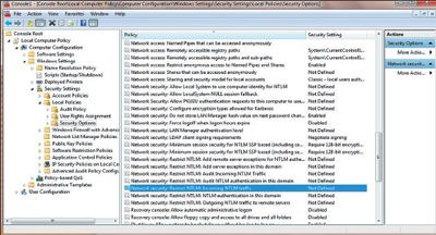 Экран 1. Новые групповые политики для отслеживания NTLM