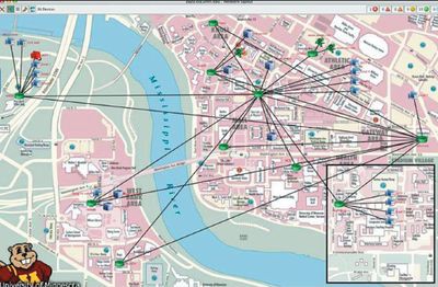 Экран. Пример построенной в InterMapper 5.2 карты сети
