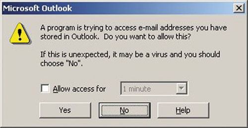 Предупреждение безопасности в Outlook 2010