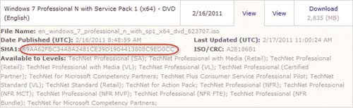 Хэш-значение SHA1 для файла an.iso