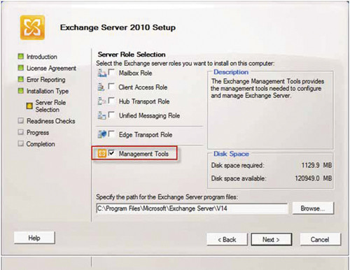 Установка  Exchange Management Tools
