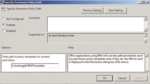 Указание пути к политикам