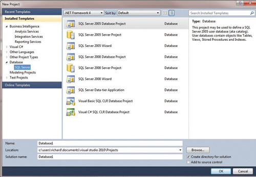 Использование шаблонов проекта SQL Server 2012 Business Intelligence