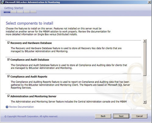 Мастер установки сервера MBAM