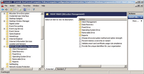 Параметры объекта групповой политики (GPO) MBAM