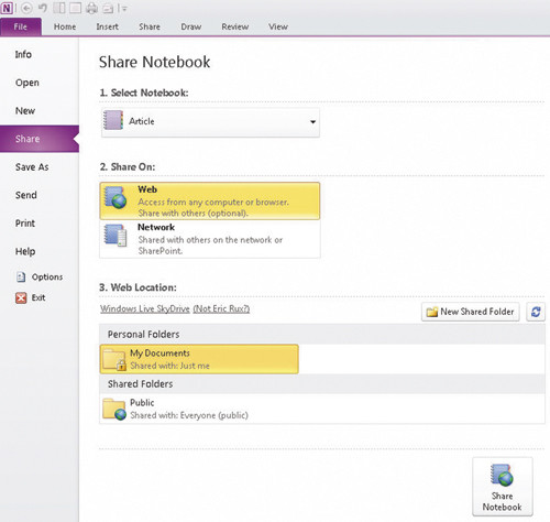 Подключение OneNote к SkyDrive