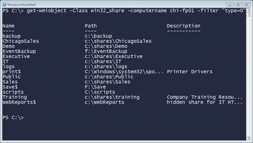 Вывод неадминистративных общих ресурсов с?помощью WMI