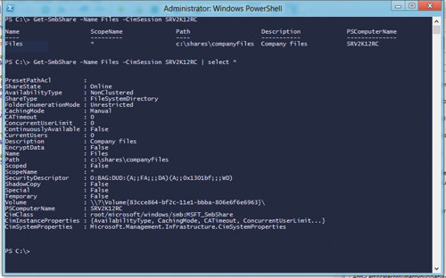 Использование команды Get-SMBShare для?просмотра свойств общей папки