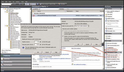 Сообщения об ошибках, относящихся к DPM в?консоли Operations Manager