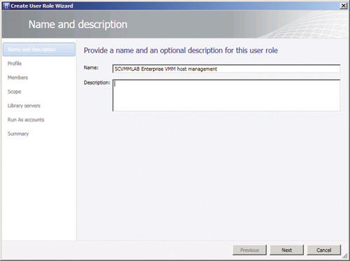 Предоставление имени и описания для роли пользователя