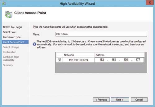 Окно Client Access Point
