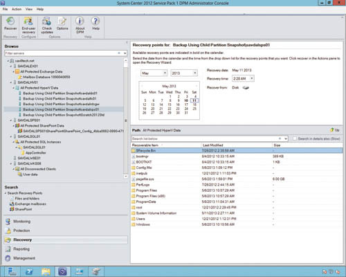 Степень детализации восстановления данных на уровне узла Hyper-V