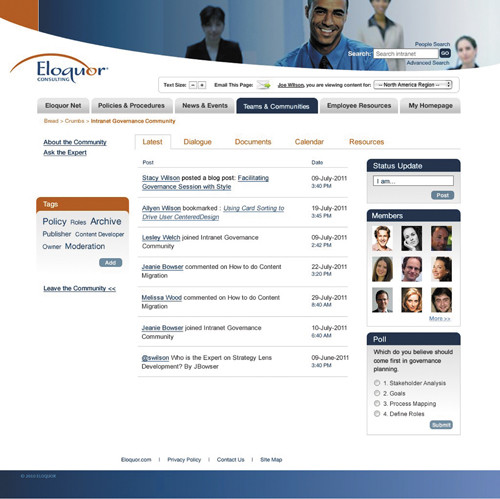 Пример страницы сообщества поддержки