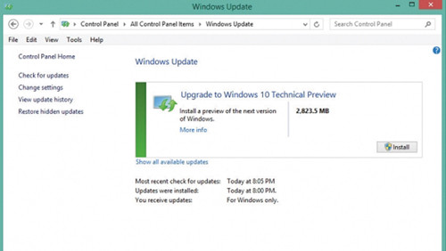 Обновление с Windows 7 или 8