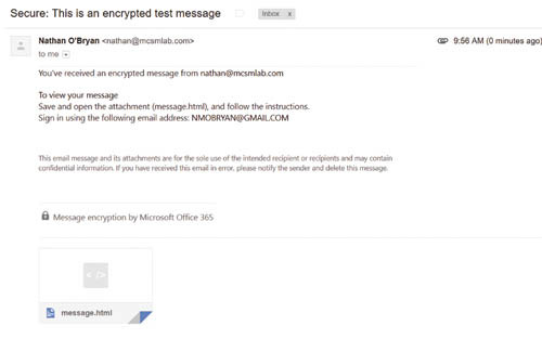 Получение зашифрованного сообщения