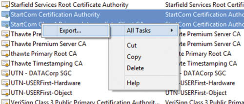 Экспорт сертификата