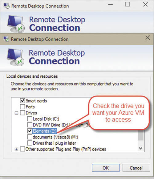 Выбор локальных дисков, к которым виртуальная машина Azure должна иметь доступ