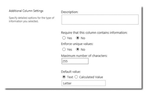 Назначение свойству Default Value значения Letter
