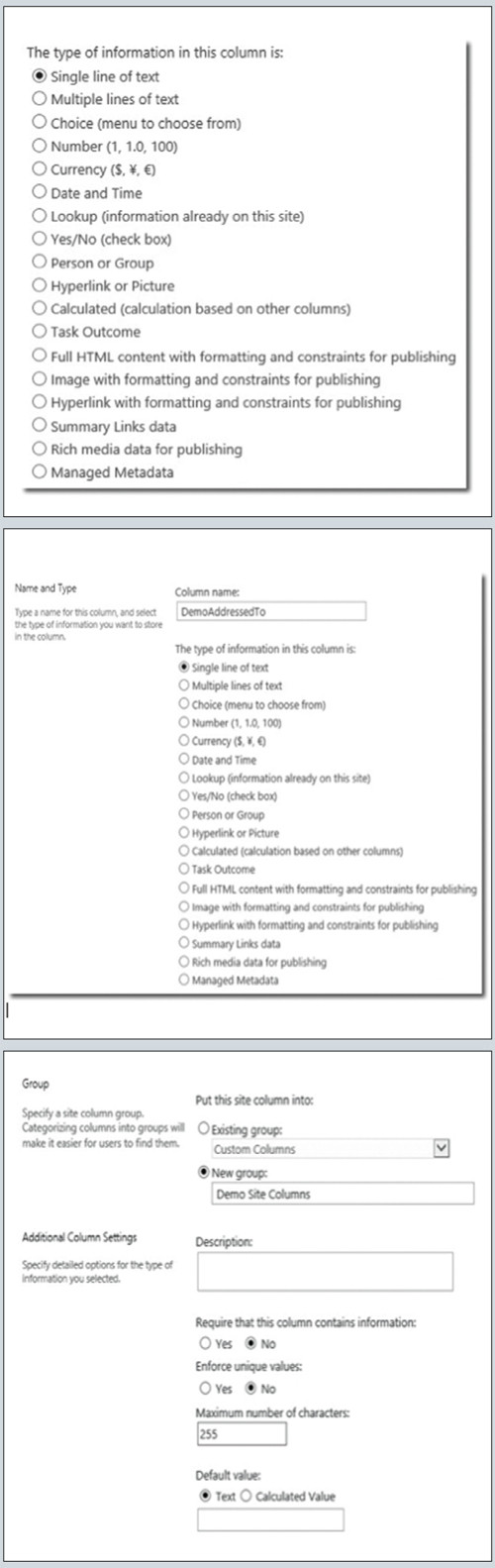 Процесс создания столбца