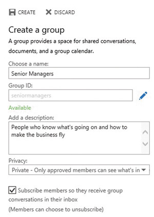 Создание личной группы Office 365
