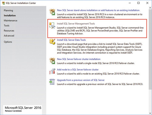 Установка средств управления SQL Server 2016