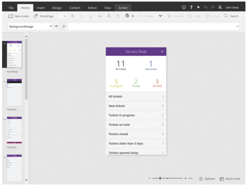 Проектирование экранов приложения в PowerAPps Studio