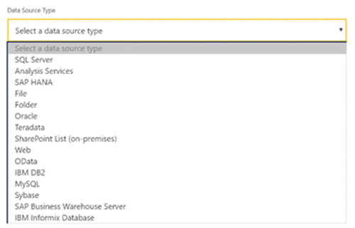 Выбор типа источника данных для шлюза