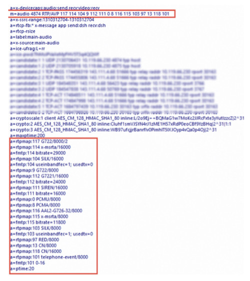 Детали трассировки протокола Session Description Protocol (SDP)