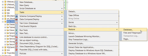 Выбор типа восстановления