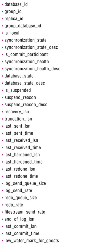 Возвращаемые столбцы динамического административного представления dm_hadr_database_replica_states
