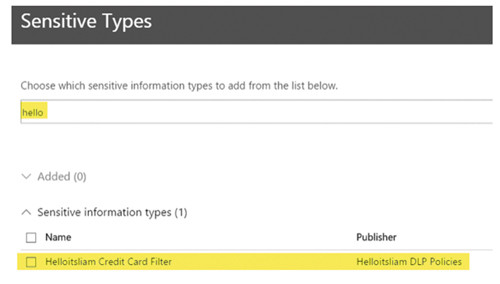Поиск пользовательского типа конфиденциальных данных