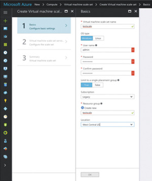 Назначение основных параметров для масштабируемого набора в колонке Basics