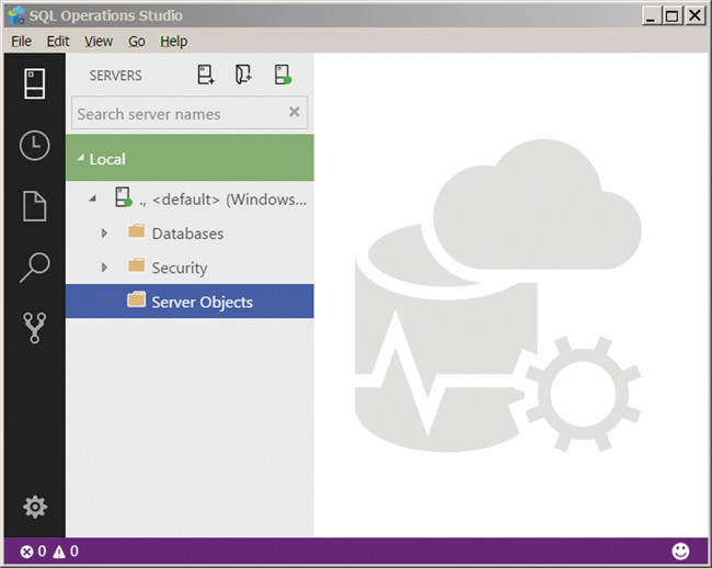 Интерфейс Microsoft SQL Operations Studio