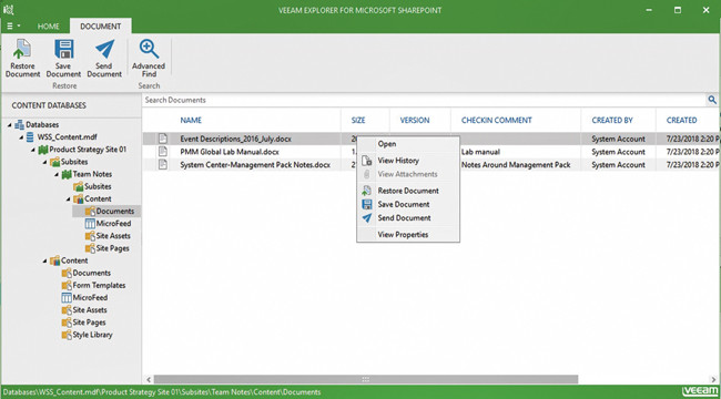 Veeam Explorer для Microsoft SharePoint