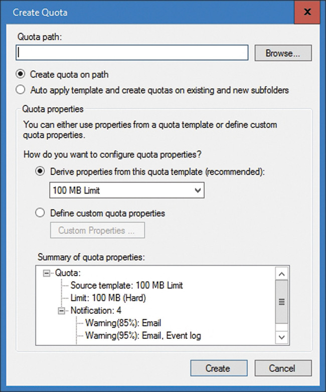 Квоты применяют шаблон квоты в соответствии с путем к файлу