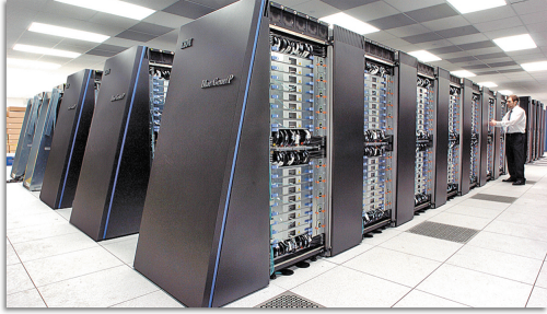 Рисунок 2. Система Sequoia с производительностью 16,32 Пфлопс состоит из 96 стоек и 98 304 вычислительных узлов (1024 узла на стойку).