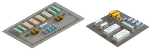 Рис. 5. Примерные планы полностью готовых центров обработки данных на основании эскизных чертежей Schneider Electric