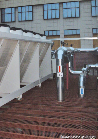 Эффективные системы естественного охлаждения (фрикулинга) все шире применяются в российских центрах обработки данных.  На фото слева — система  EcoBreeze компании Schneider Electric на крыше ЦОДа DataPro, в центре — драйкулер Cabero, охлаждающий гликоль для системы отвода тепла от суперкомпьютера в МГУ, справа — «тепловые колеса» Ayaks Engineering в ЦОДе ФНС РФ