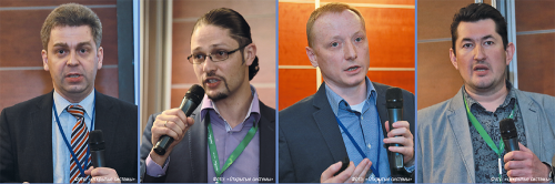 На форуме «МИР ЦОД. Инфраструктура» актуальные вопросы сетевой инфраструктуры центров обработки данных обсуждали ведущие эксперты отрасли (на фото слева направо): Александр Скороходов (Cisco), Борис Нейман (Mellanox), Евгений Савельев (Ciena), Максим Каминский (Brain4Net) и другие