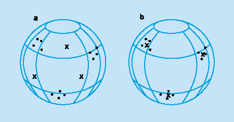Пример обучения методом соревнования: (а) перед обучением; (б) после обучения